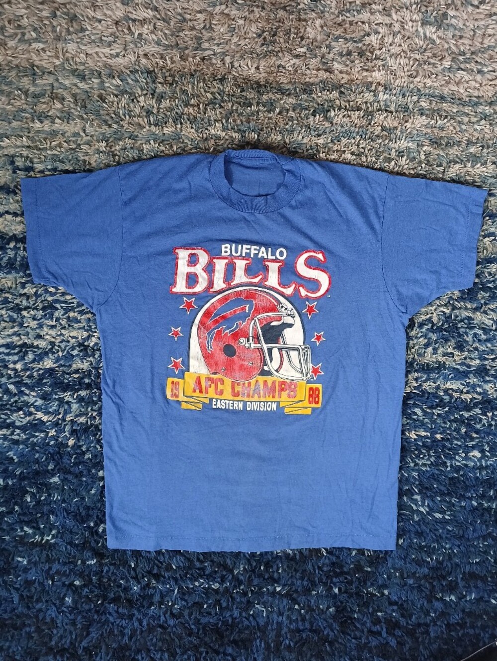 Vintage 80s Buffalo Bills 1988 AFC Champs NFL Single Stitch Shirt Mens